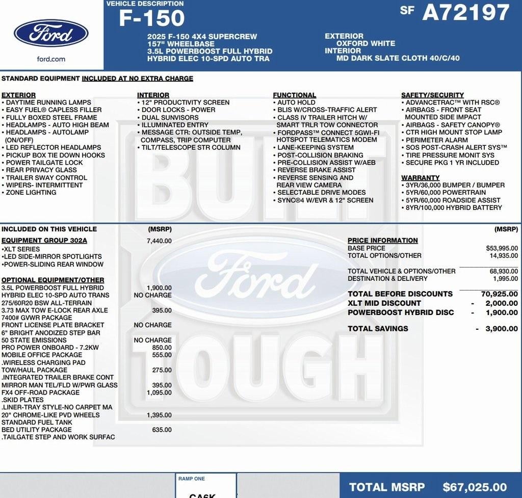 2025 Ford F-150 XLT 4WD SuperCrew 6.5' Box