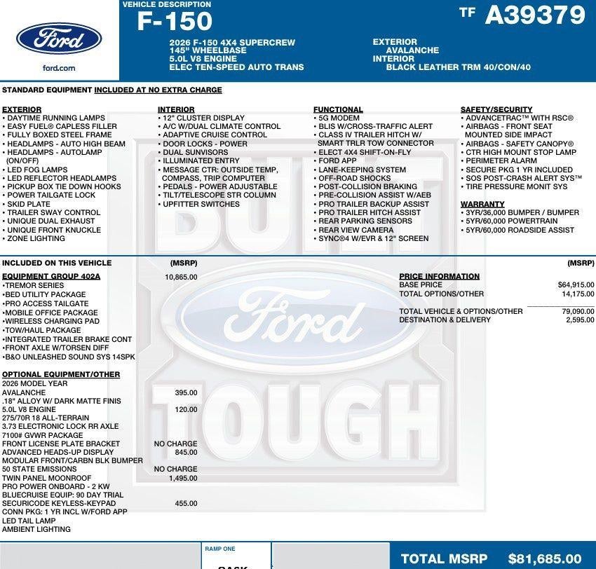 2026 Ford F-150 Tremor 4WD SuperCrew 5.5' Box