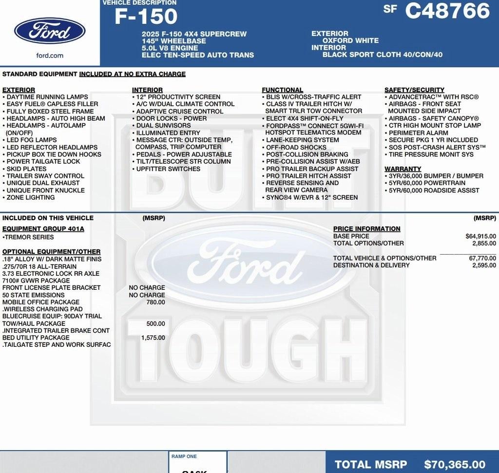 2025 Ford F-150 Tremor 4WD SuperCrew 5.5' Box