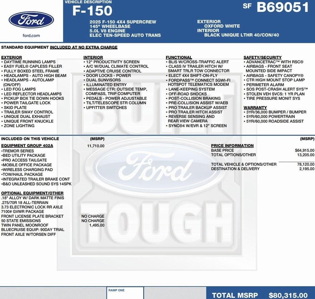2025 Ford F-150 Tremor 4WD SuperCrew 5.5' Box