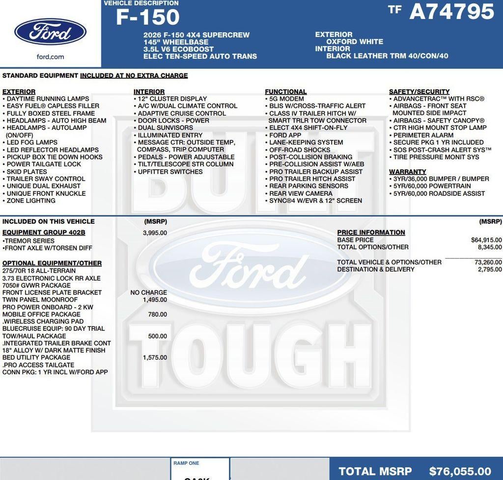 2026 Ford F-150 Tremor 4WD SuperCrew 5.5' Box
