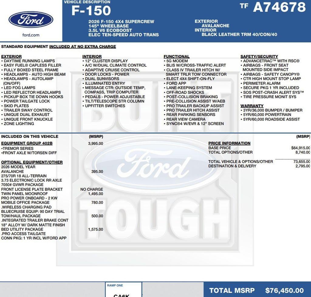 2026 Ford F-150 Tremor 4WD SuperCrew 5.5' Box