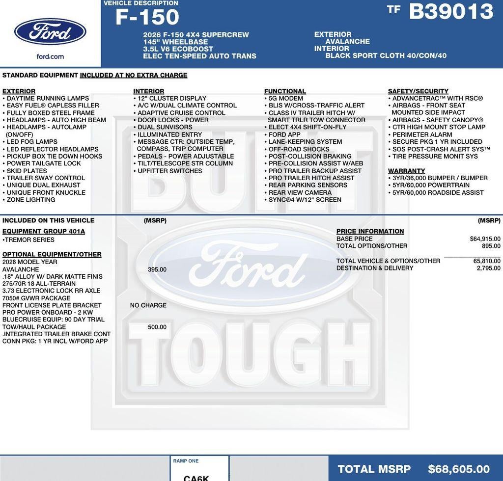 2026 Ford F-150 Tremor 4WD SuperCrew 5.5' Box