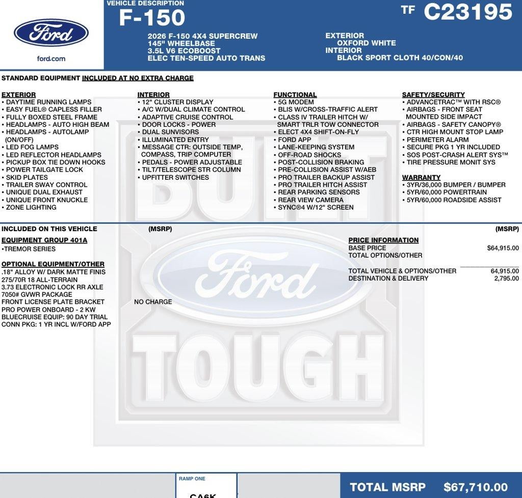2026 Ford F-150 Tremor 4WD SuperCrew 5.5' Box