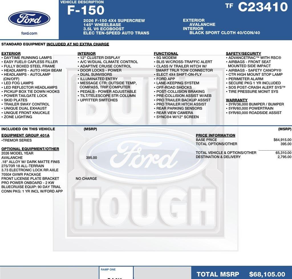 2026 Ford F-150 Tremor 4WD SuperCrew 5.5' Box