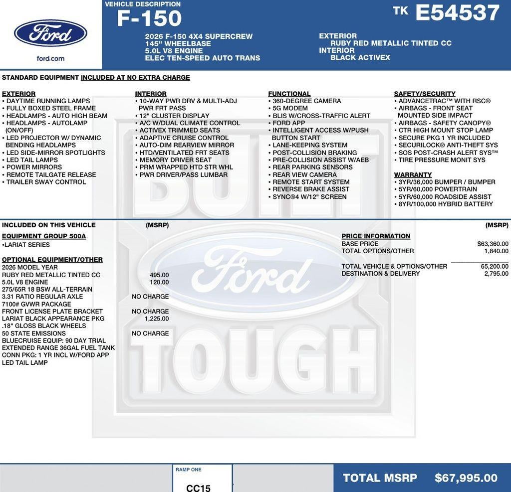2026 Ford F-150 LARIAT 4WD SuperCrew 5.5' Box