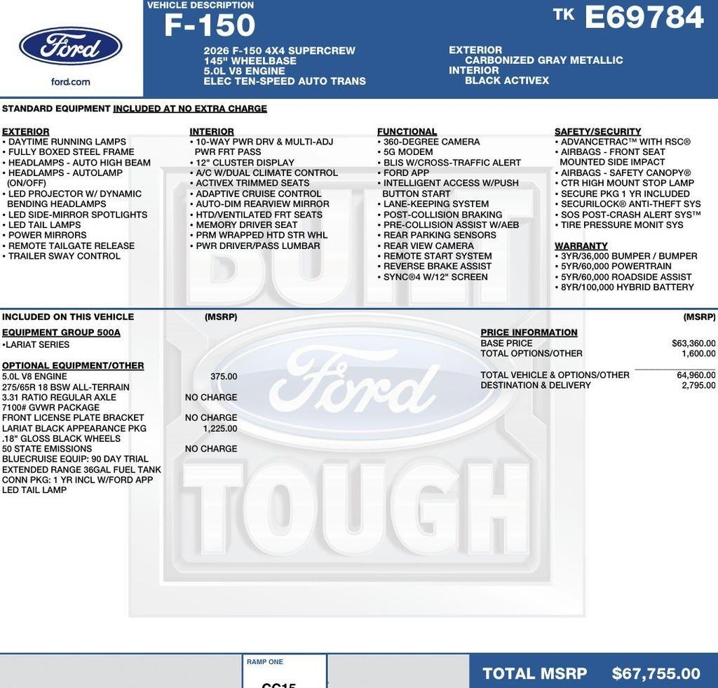 2026 Ford F-150 LARIAT 4WD SuperCrew 5.5' Box