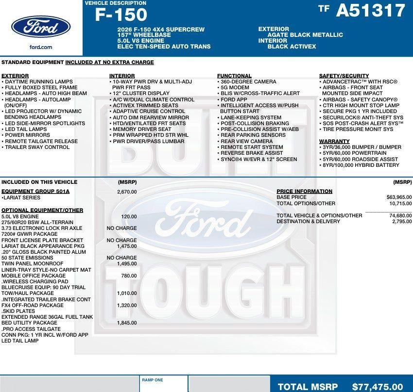 2026 Ford F-150 LARIAT 4WD SuperCrew 6.5' Box