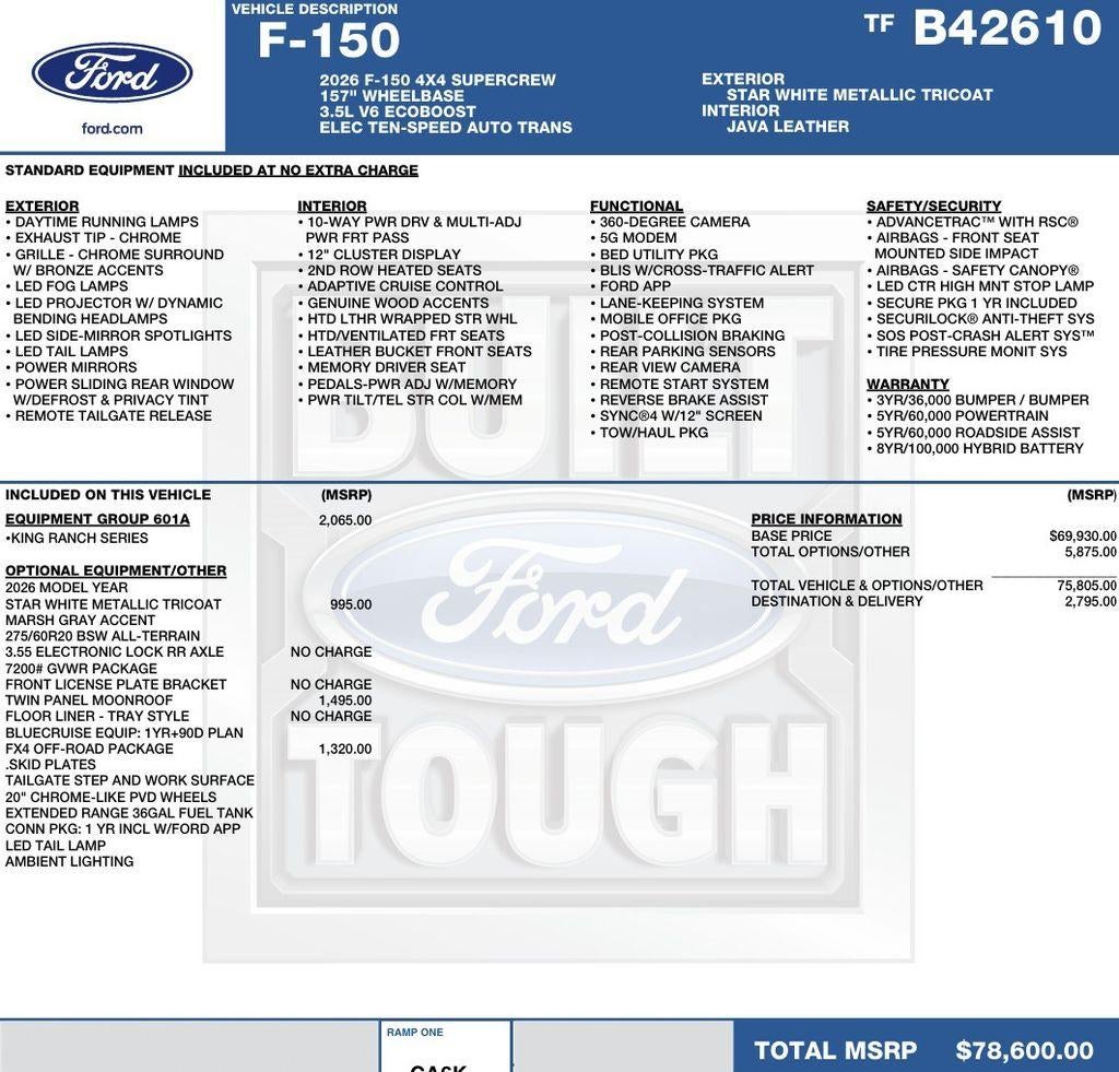 2026 Ford F-150 King Ranch 4WD SuperCrew 6.5' Box