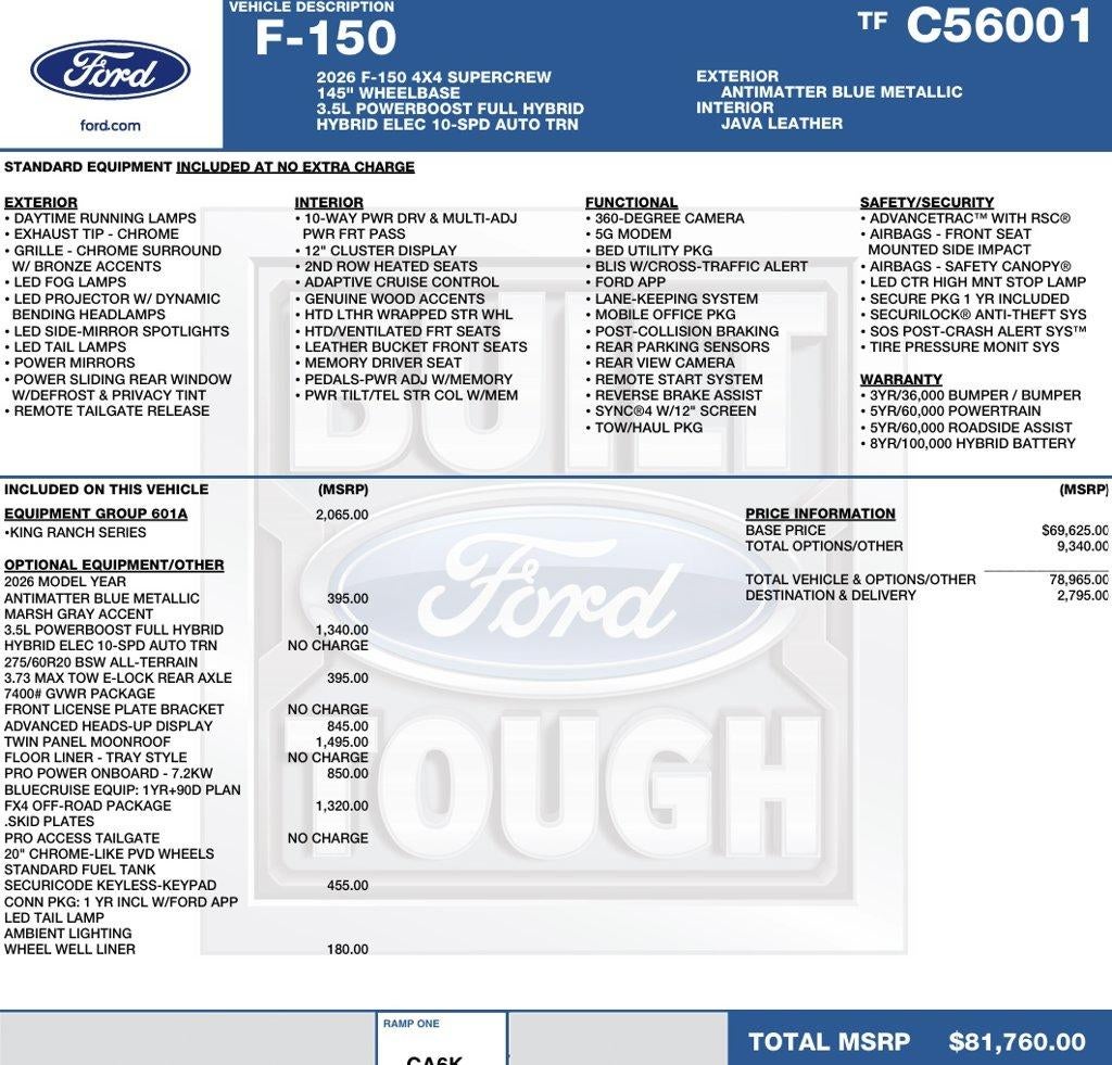 2026 Ford F-150 King Ranch 4WD SuperCrew 5.5' Box