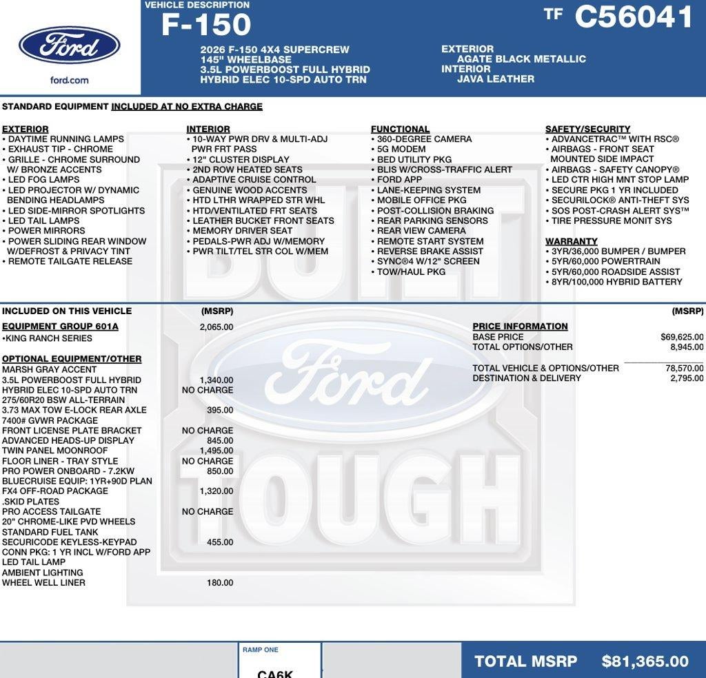 2026 Ford F-150 King Ranch 4WD SuperCrew 5.5' Box