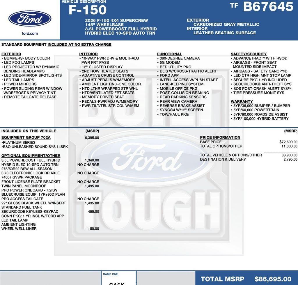 2026 Ford F-150 Platinum 4WD SuperCrew 5.5' Box