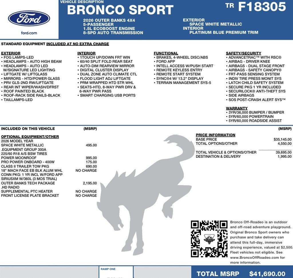 2026 Ford Bronco Sport Outer Banks 4x4