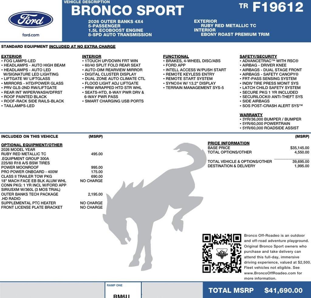 2026 Ford Bronco Sport Outer Banks 4x4