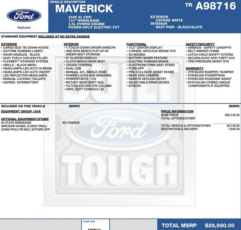 2026 Ford Maverick XL FWD SuperCrew