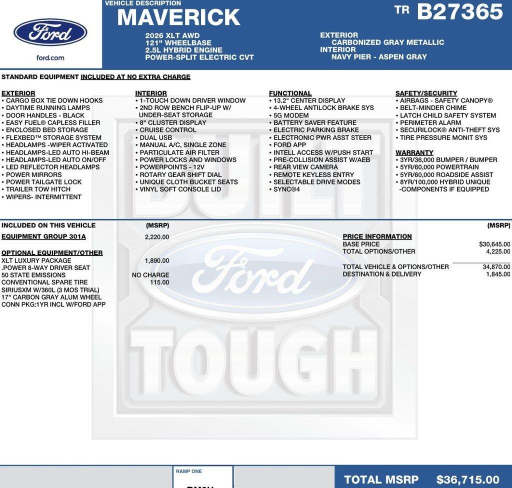 2026 Ford Maverick XLT AWD SuperCrew