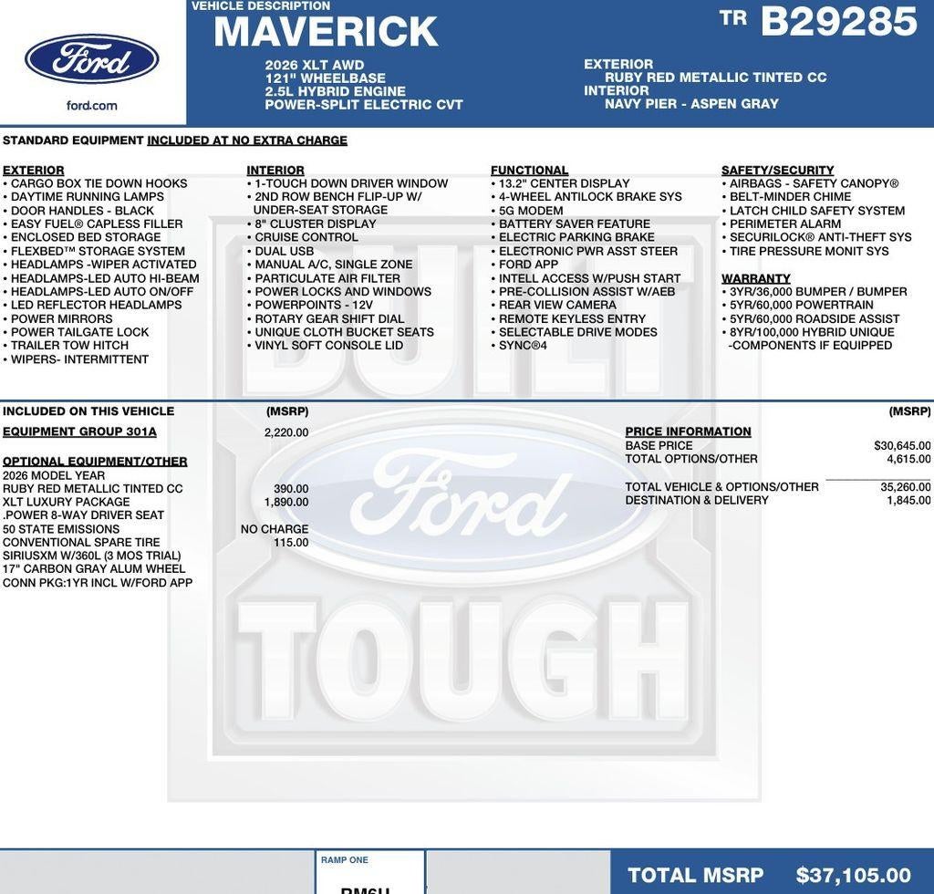 2026 Ford Maverick XLT AWD SuperCrew