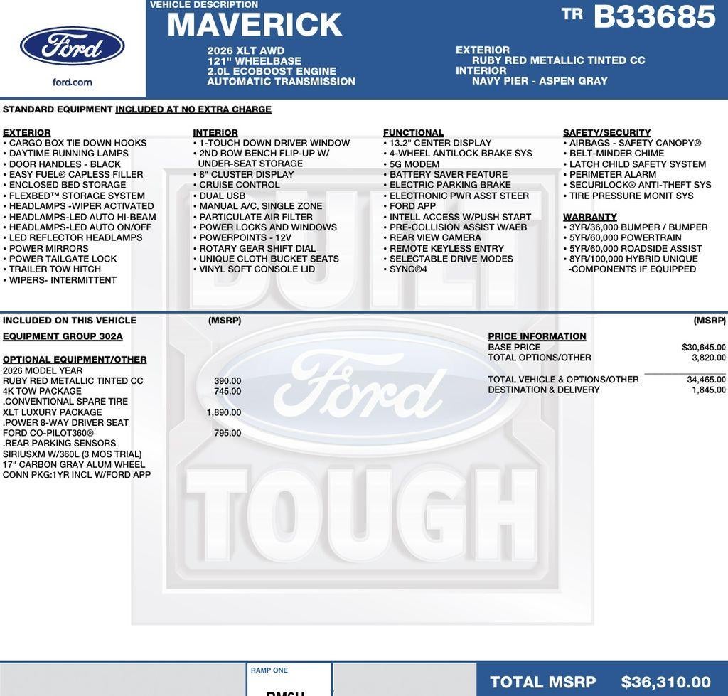 2026 Ford Maverick XLT AWD SuperCrew
