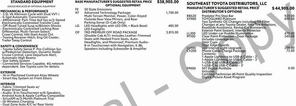 2023 Toyota Tacoma 4WD 4WD TRD Off Road Double Cab 5' Bed V6 AT (Natl)