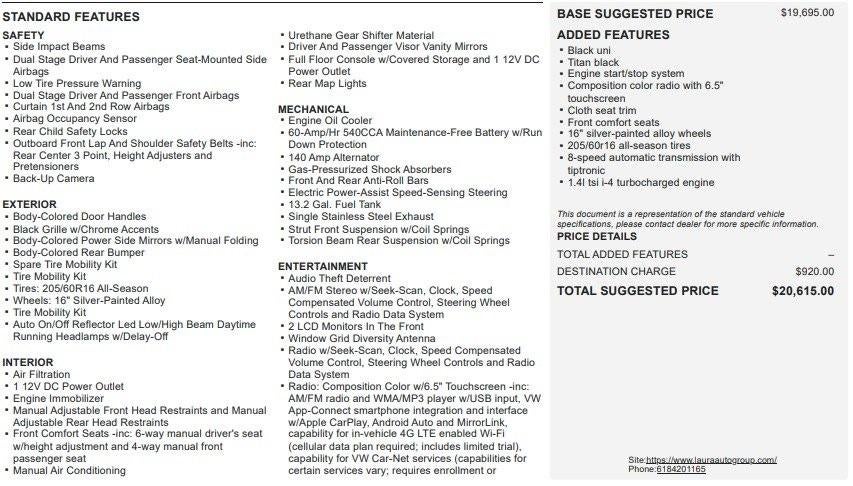 2020 Volkswagen Jetta S Auto w/SULEV