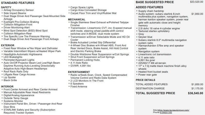 2022 Subaru Forester Wilderness CVT