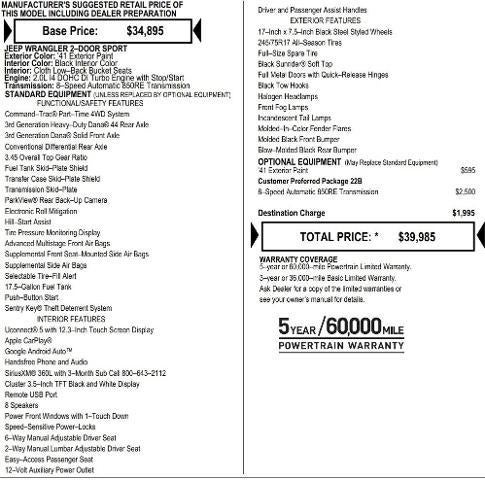 2026 Jeep Wrangler WRANGLER 2-DOOR SPORT