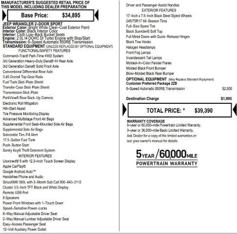 2026 Jeep Wrangler WRANGLER 2-DOOR SPORT