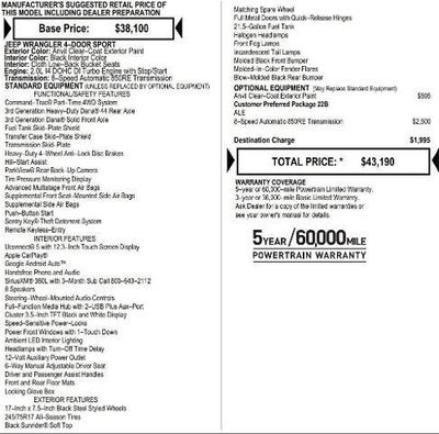 2026 Jeep Wrangler WRANGLER 4-DOOR SPORT