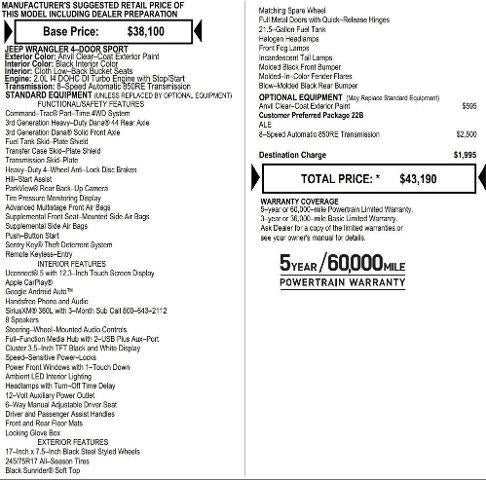 2026 Jeep Wrangler WRANGLER 4-DOOR SPORT