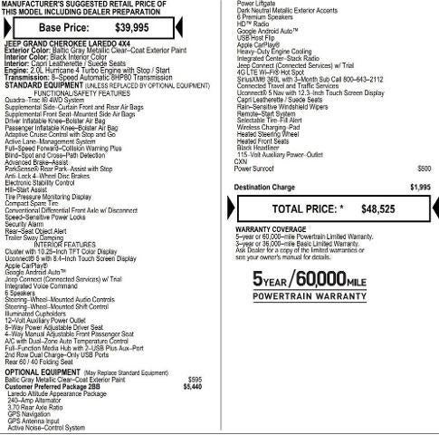 2026 Jeep Grand Cherokee GRAND CHEROKEE LAREDO ALTITUDE 4X4