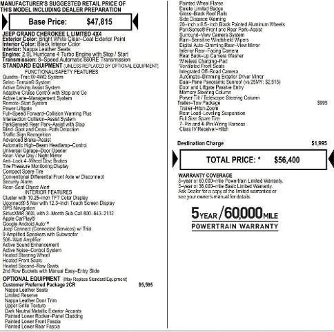 2026 Jeep Grand Cherokee GRAND CHEROKEE L LIMITED RESERVE 4X4