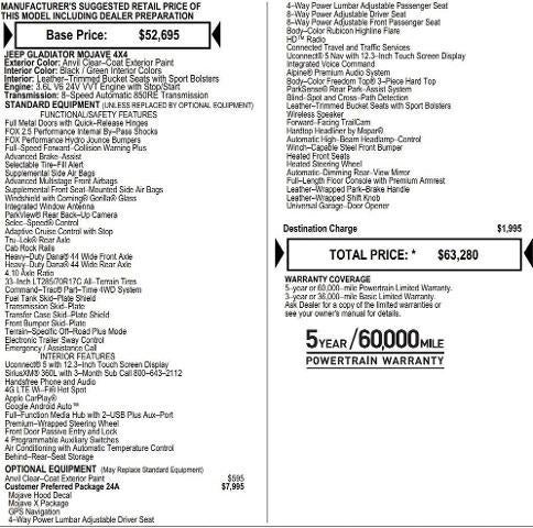 2026 Jeep Gladiator GLADIATOR MOJAVE X 4X4