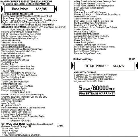 2026 Jeep Gladiator GLADIATOR MOJAVE X 4X4