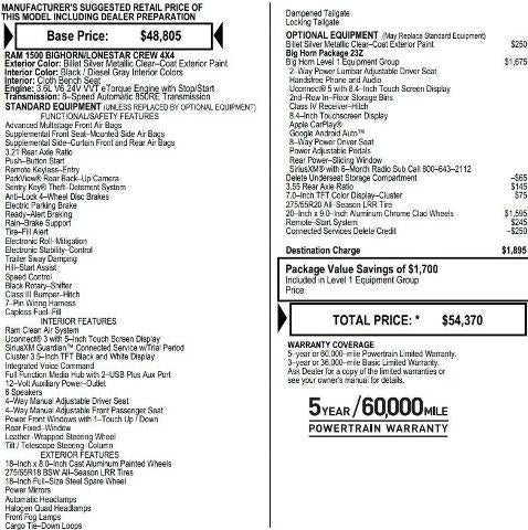 2022 RAM 1500 Big Horn Crew Cab 4x4 5'7' Box