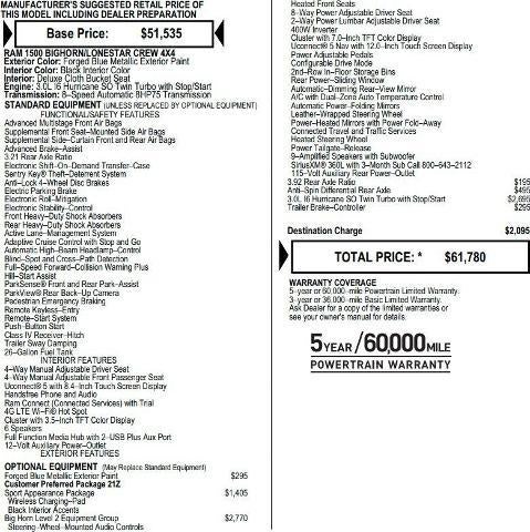 2025 RAM 1500 Big Horn Crew Cab 4x4 5'7' Box