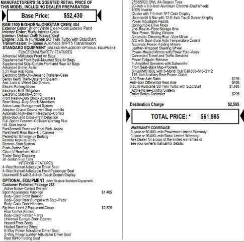 2026 RAM Ram 1500 RAM 1500 BIG HORN CREW CAB 4X4 5'7' BOX