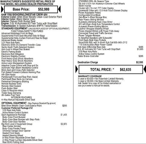 2026 RAM Ram 1500 RAM 1500 BIG HORN CREW CAB 4X4 5'7' BOX