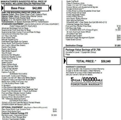 2020 RAM 1500 Big Horn Crew Cab 4x4 5'7' Box