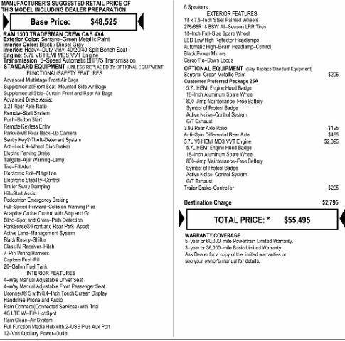 2027 RAM 1500 RAM 1500 TRADESMAN CREW CAB 4X4 5'7' BOX