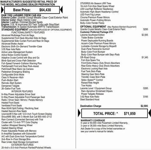 2026 RAM Ram 1500 RAM 1500 LARAMIE CREW CAB 4X4 5'7' BOX