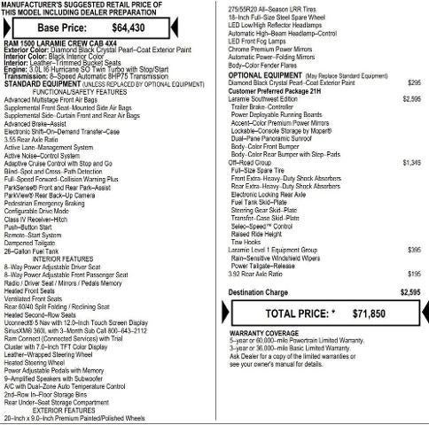 2026 RAM Ram 1500 RAM 1500 LARAMIE CREW CAB 4X4 5'7' BOX