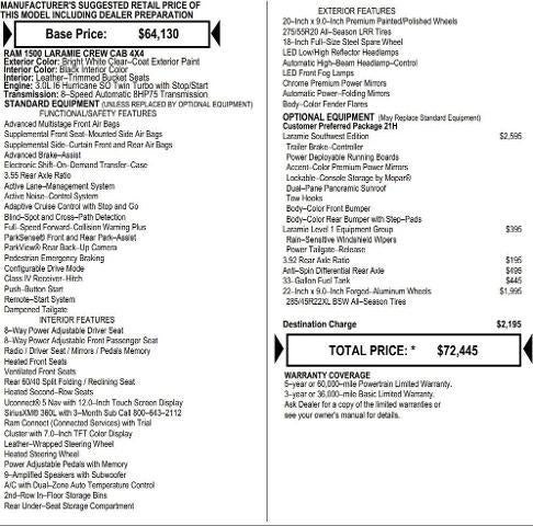 2026 RAM Ram 1500 RAM 1500 LARAMIE CREW CAB 4X4 5'7' BOX