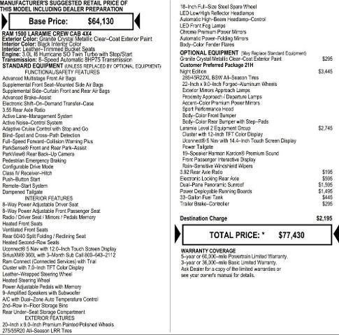 2026 RAM Ram 1500 RAM 1500 LARAMIE CREW CAB 4X4 5'7' BOX
