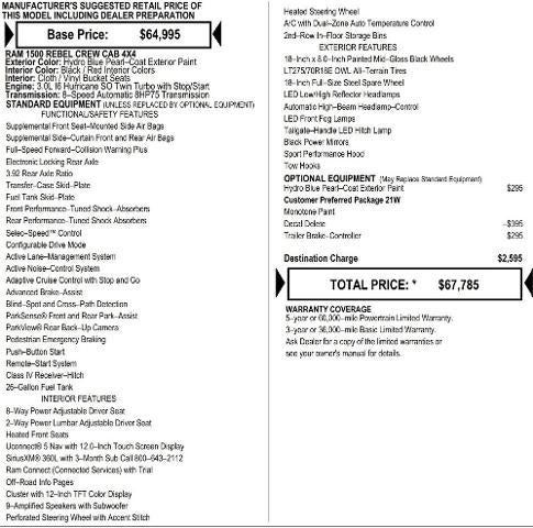 2026 RAM Ram 1500 RAM 1500 REBEL CREW CAB 4X4 5'7' BOX