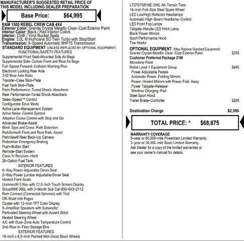 2026 RAM Ram 1500 RAM 1500 REBEL CREW CAB 4X4 5'7' BOX