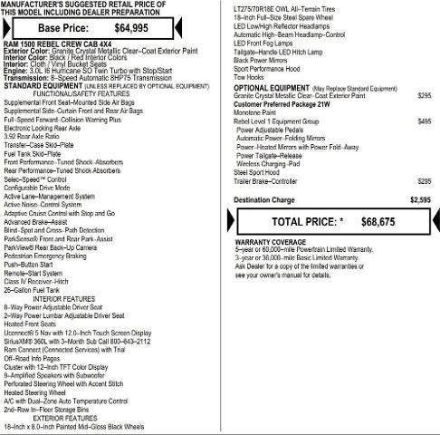 2026 RAM Ram 1500 RAM 1500 REBEL CREW CAB 4X4 5'7' BOX