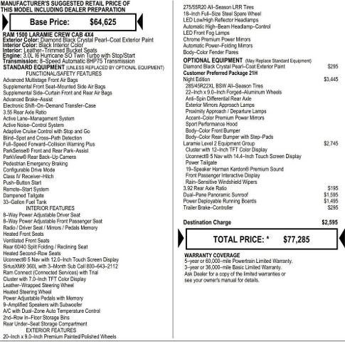 2026 RAM Ram 1500 RAM 1500 LARAMIE CREW CAB 4X4 6'4' BOX