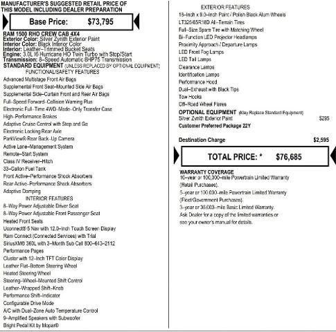 2026 RAM Ram 1500 RAM 1500 RHO CREW CAB 4X4 5'7' BOX