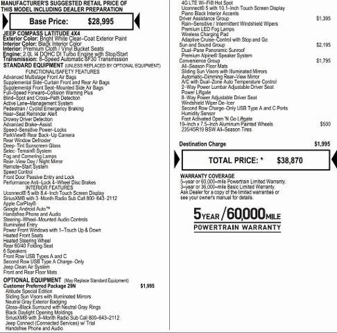 2026 Jeep Compass COMPASS LATITUDE ALTITUDE 4X4