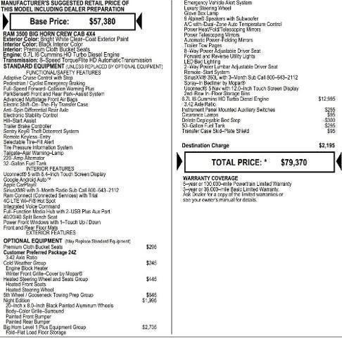 2026 RAM Ram 3500 RAM 3500 BIG HORN CREW CAB 4X4 8' BOX